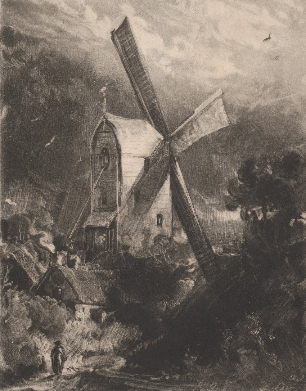 Molen bij Brighton, 1829 door David Lucas