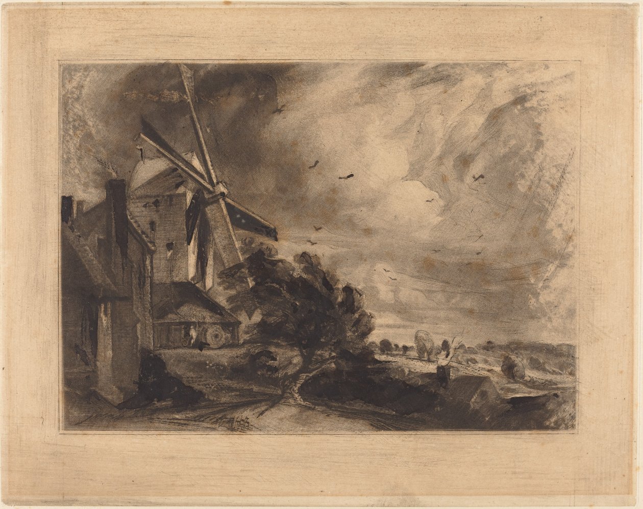 Een molen door David Lucas after John Constable