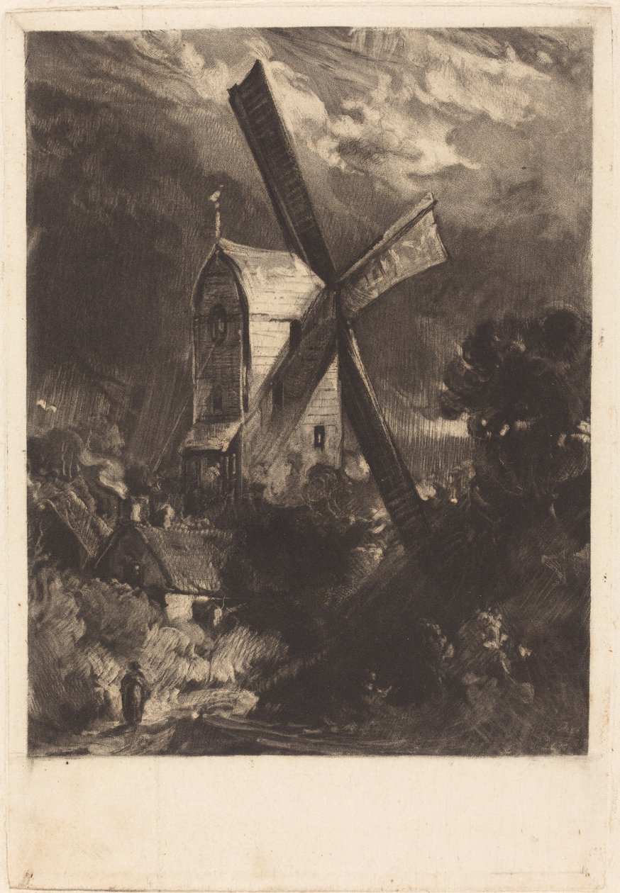 Molen bij Brighton door David Lucas after John Constable