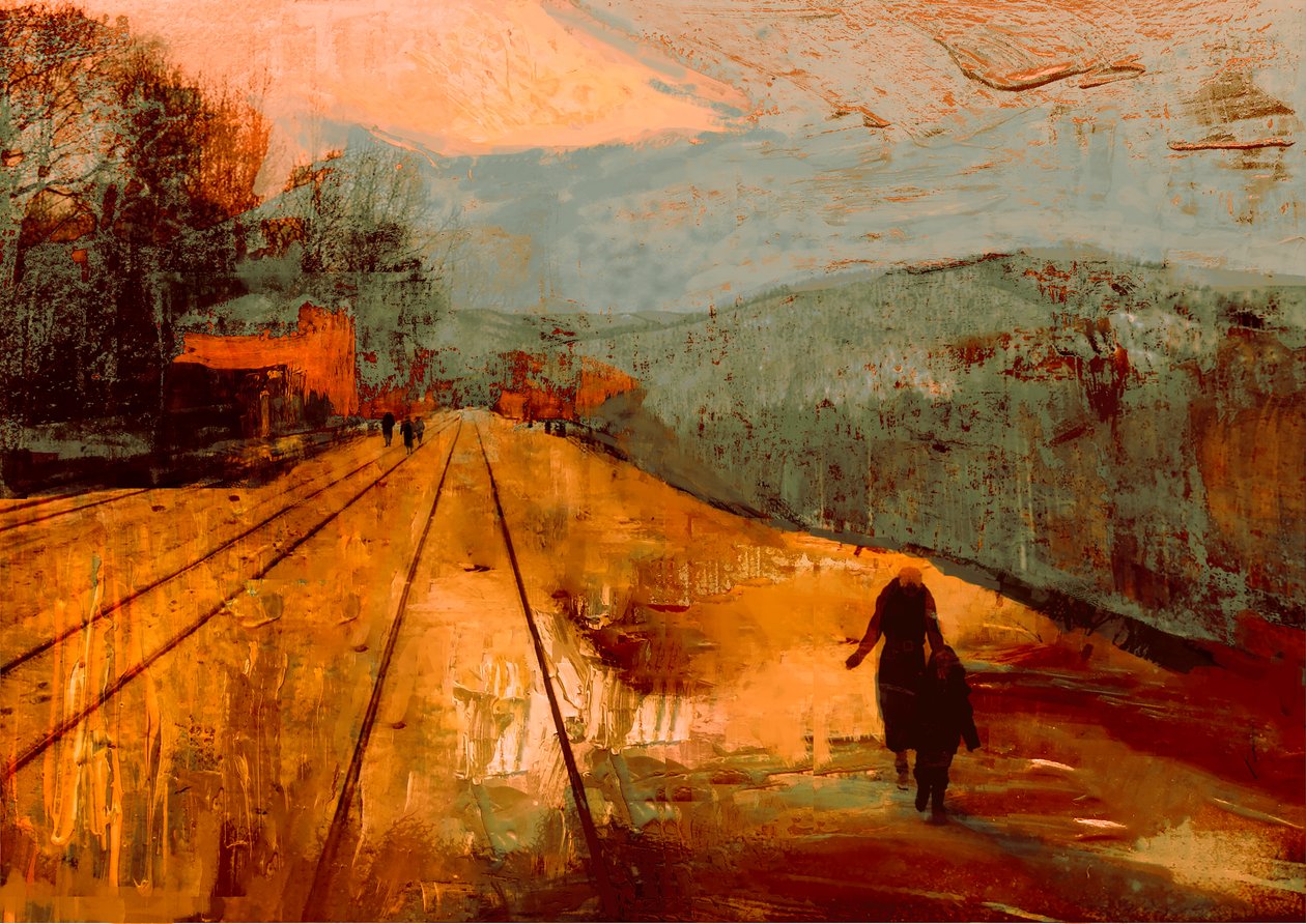 Rode straten, 2017 (schilderij) door David McConochie
