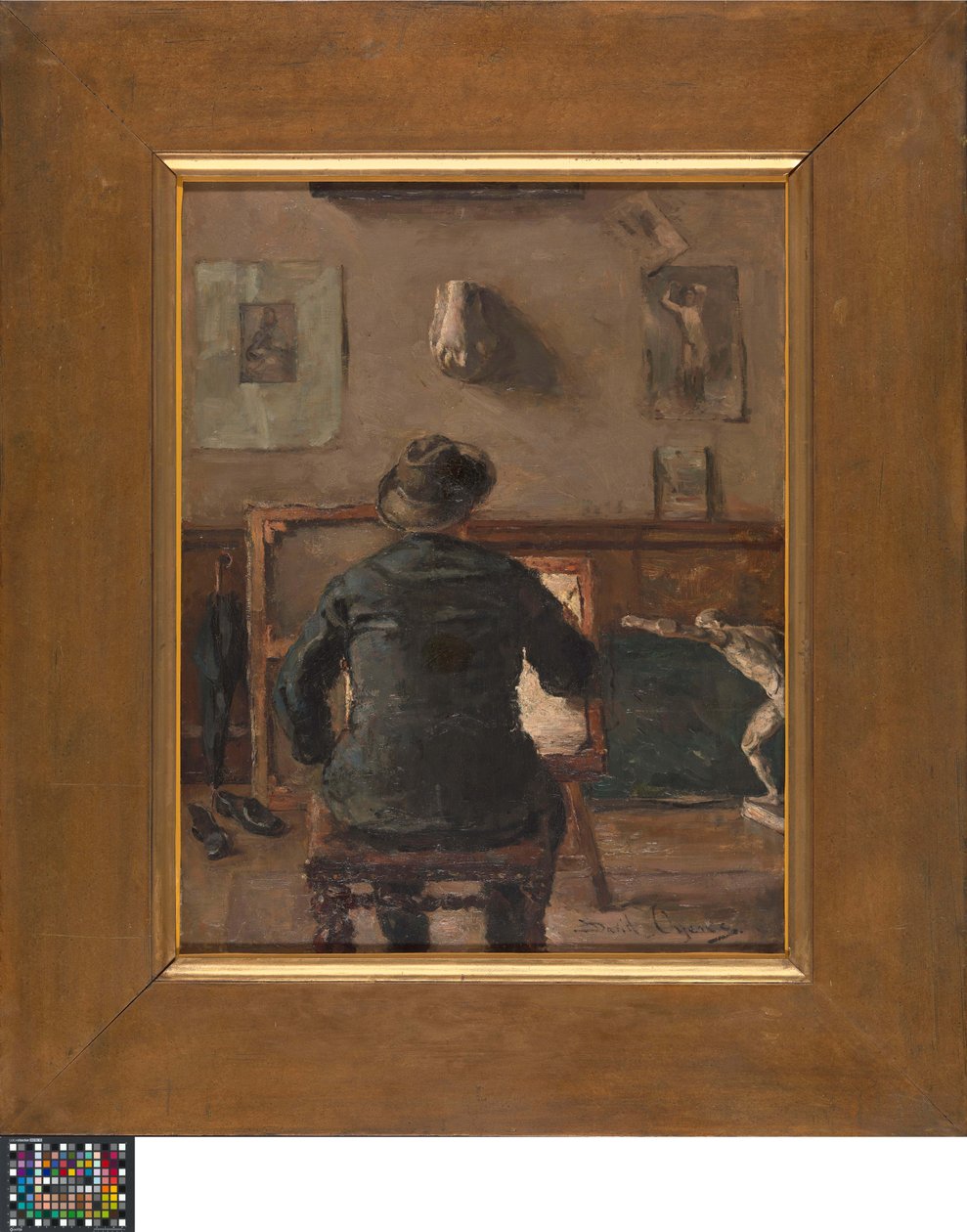 De kunstenaar in zijn atelier door David Oyens