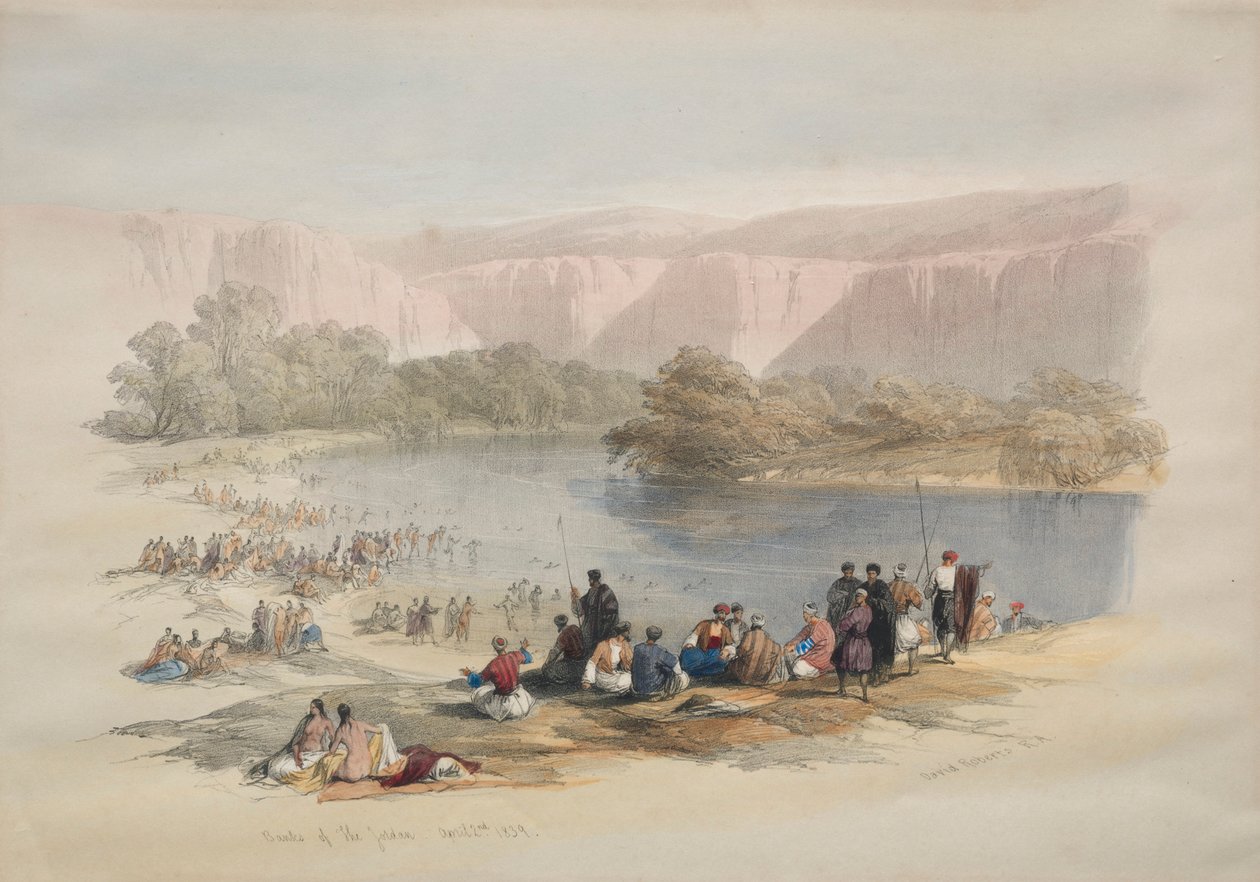 Oevers van de Jordaan, 1839 door David Roberts