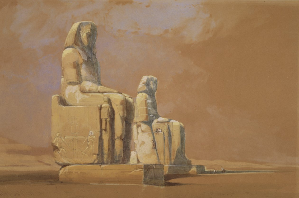 Kolossen, Thebe, 1838 door David Roberts