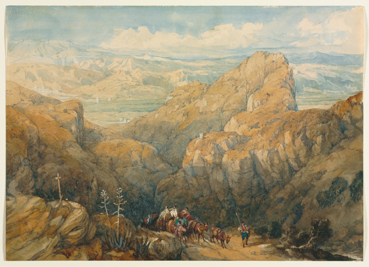 Afdaling naar de vlakte van Granada, 1834 door David Roberts