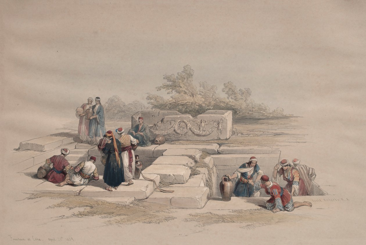 Fontein in Cana, 1839 door David Roberts
