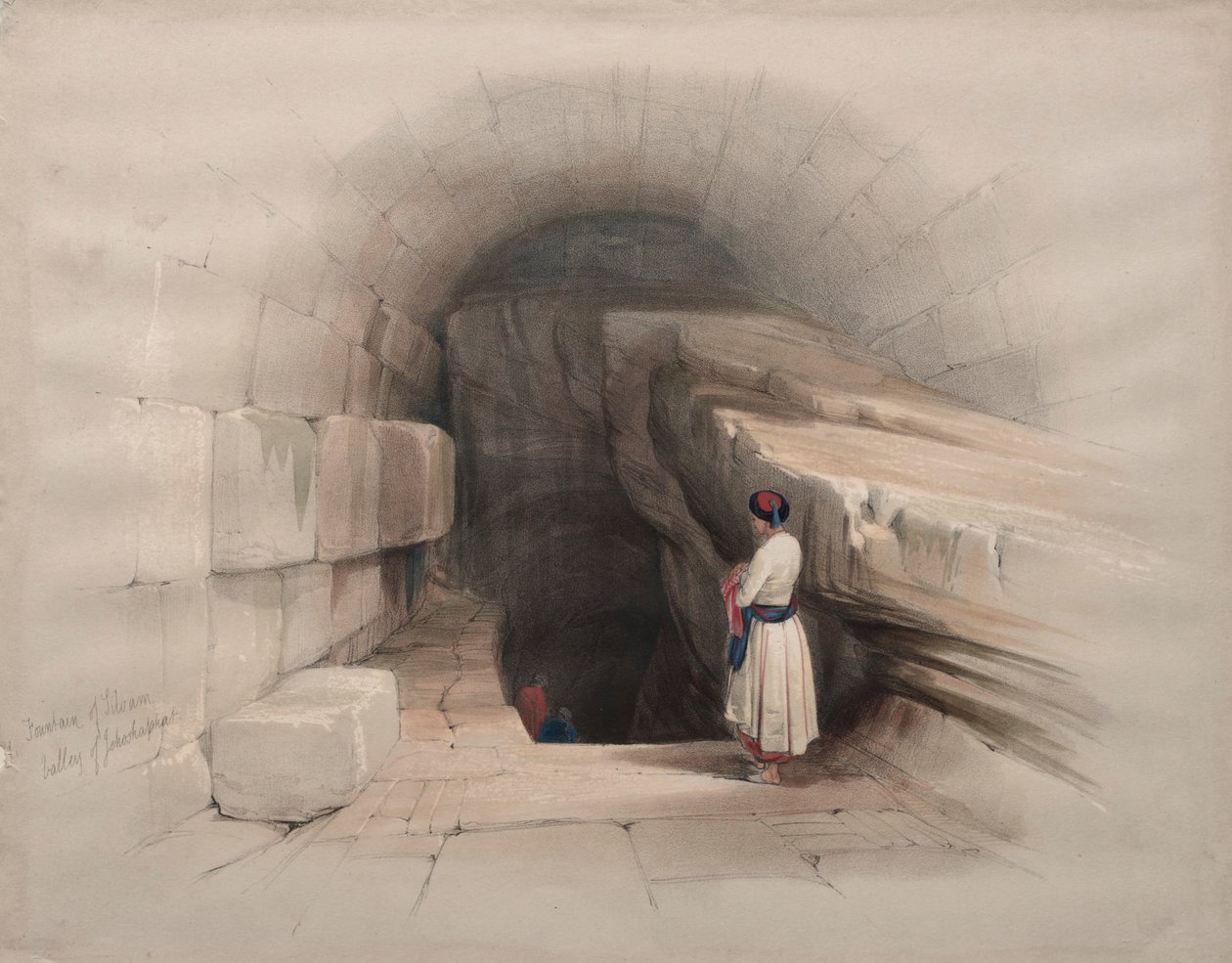 Fontein van Siloam, Vallei van Josafat, 1839 door David Roberts