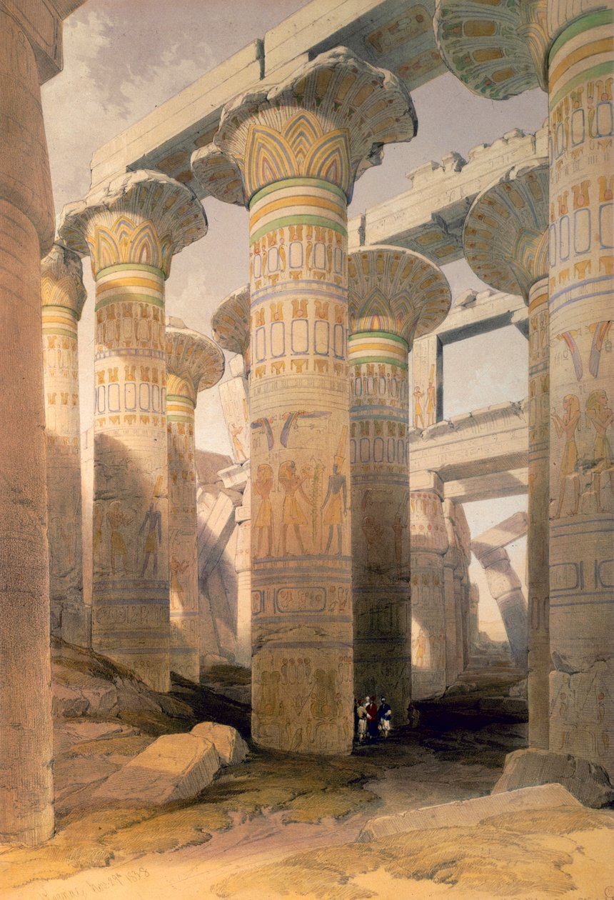 Zuilenhal, Karnak, Egypte door David Roberts