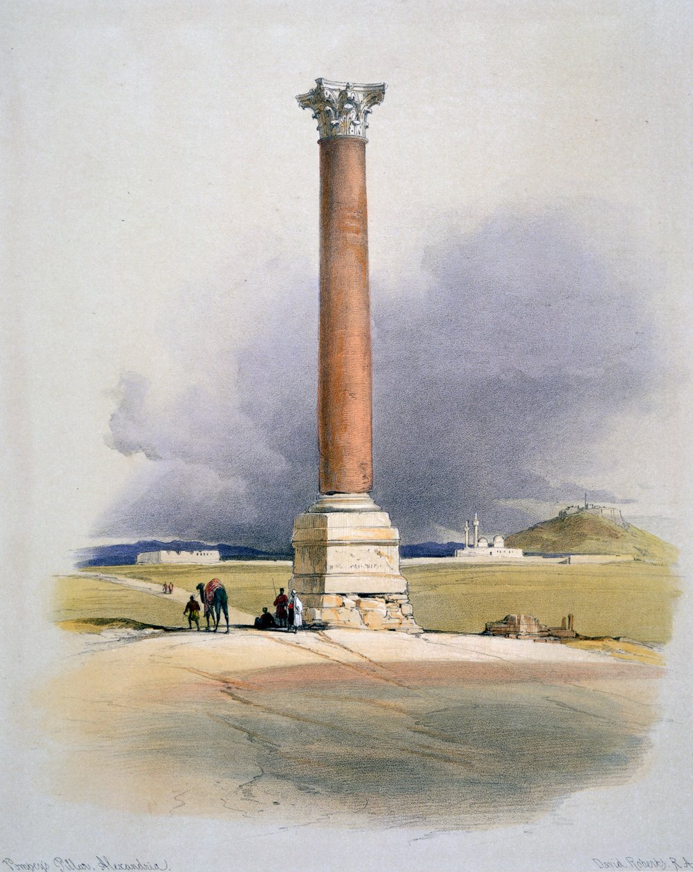 Pompeiuszuil, Alexandrië, 19e eeuw door David Roberts