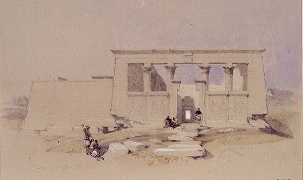 Tempel bij Wady Dabod, Nubië 1849 door David Roberts