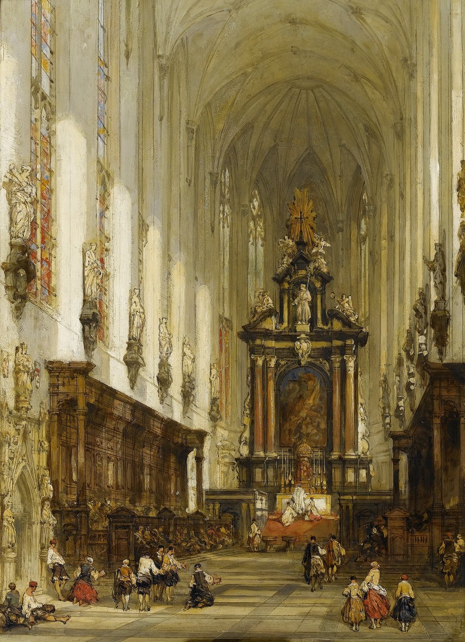 Het interieur van de Sint-Pauluskerk in Antwerpen door David Roberts
