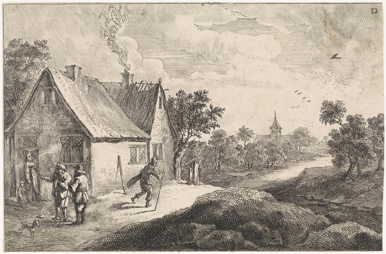Boerengehucht met figuren door David Teniers (II)
