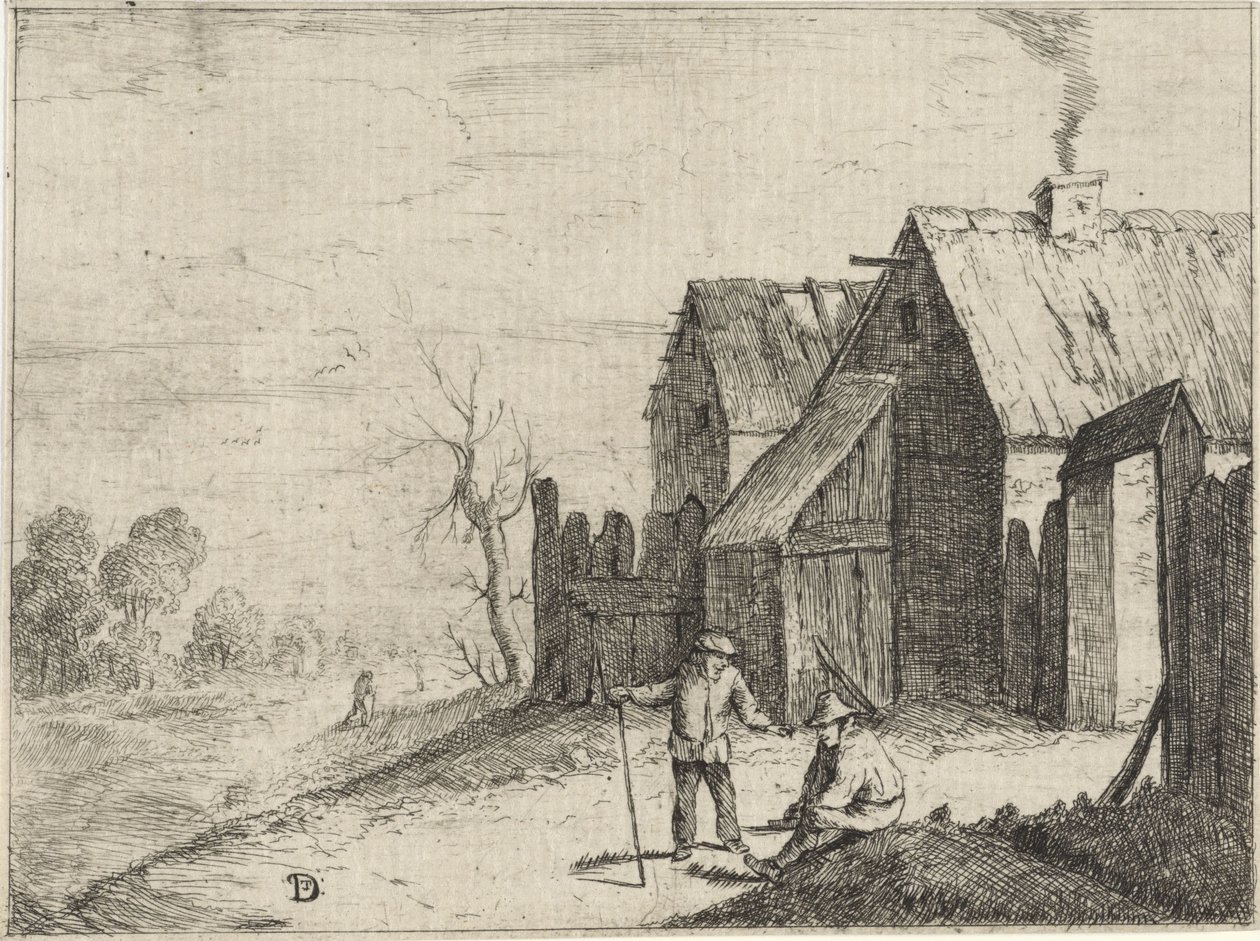 Twee boeren in gesprek door David Teniers (II)