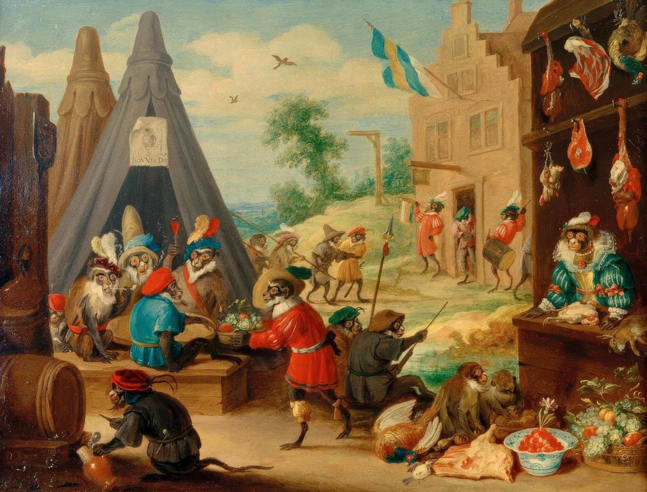 Apenfeest door David Teniers the Younger