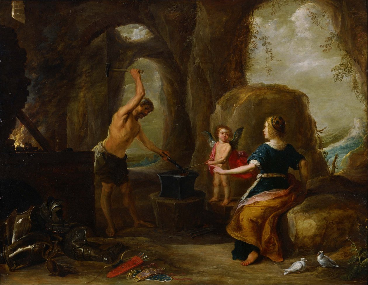 Venus bezoekt de smidse van Vulcanus door David Teniers the Elder