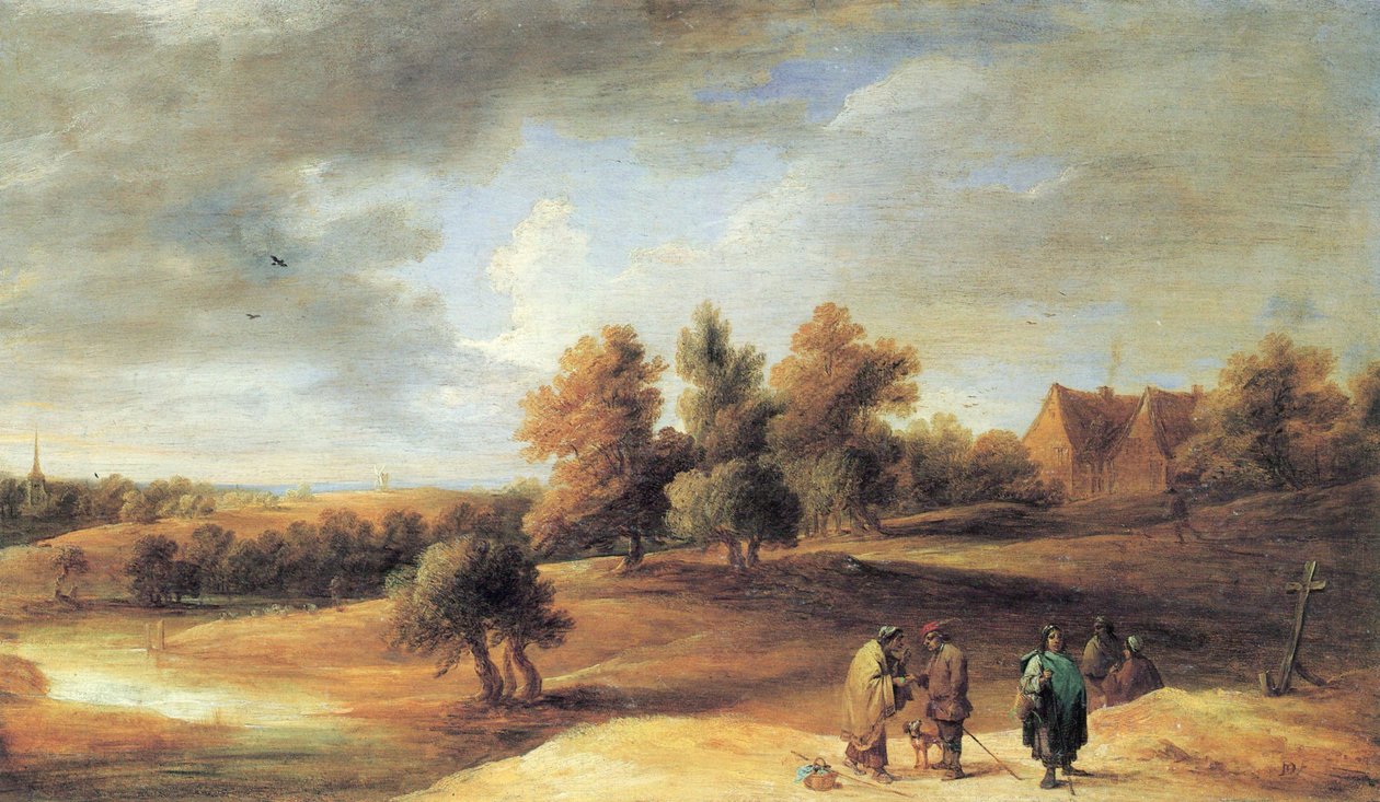 Landschap met zigeuners door David Teniers the Younger