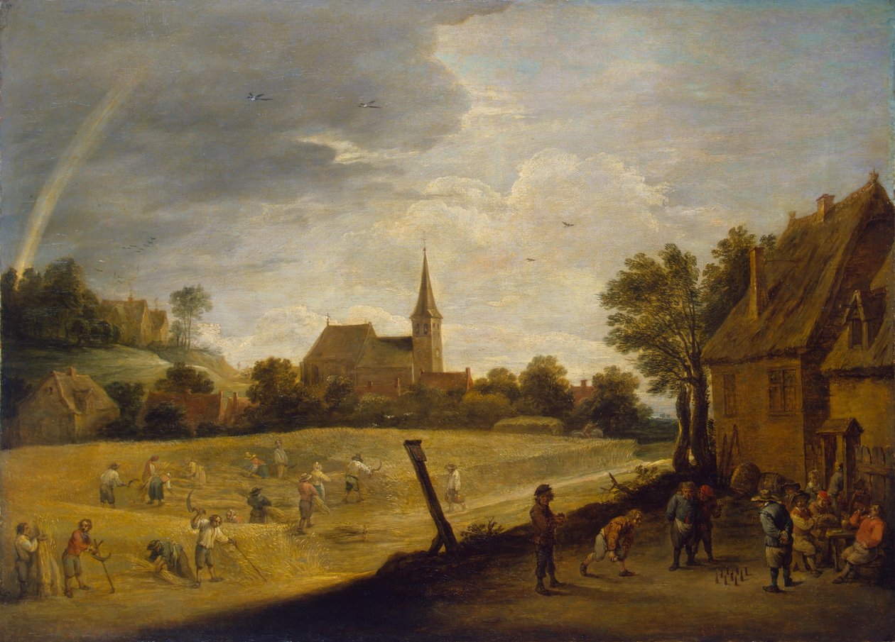 Oogsten door David Teniers the Younger