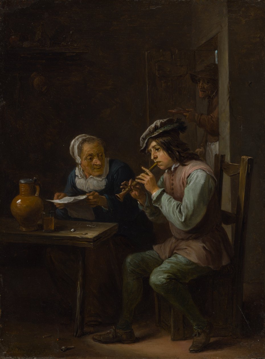 De Flageoletspeler door David Teniers the Younger