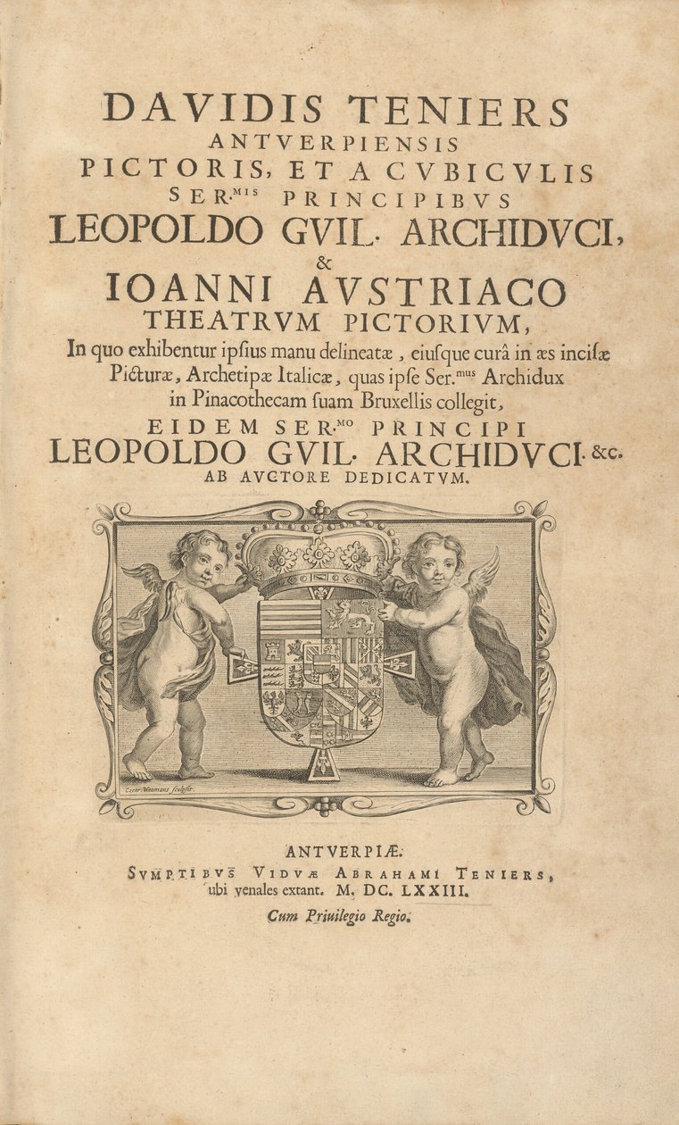 Titelpagina Theatrum Pictorium door David Teniers the Younger