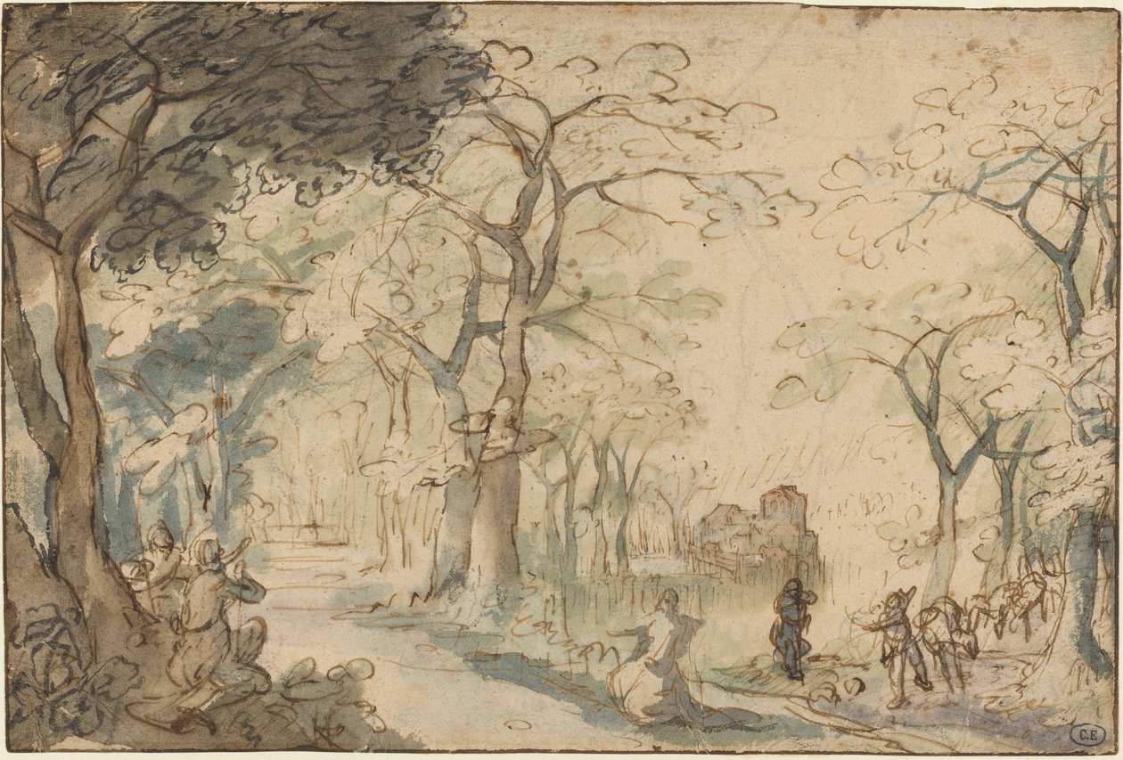 Landschap met Elisa Bespot door David Vinckboons