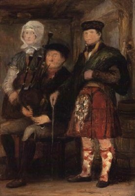 Hoogland interieur met een doedelzakspeler door David Wilkie
