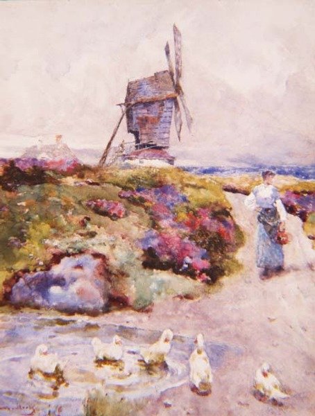 De molen op de gemeenschappelijke grond, Houghton, Huntingdonshire door David Woodlock