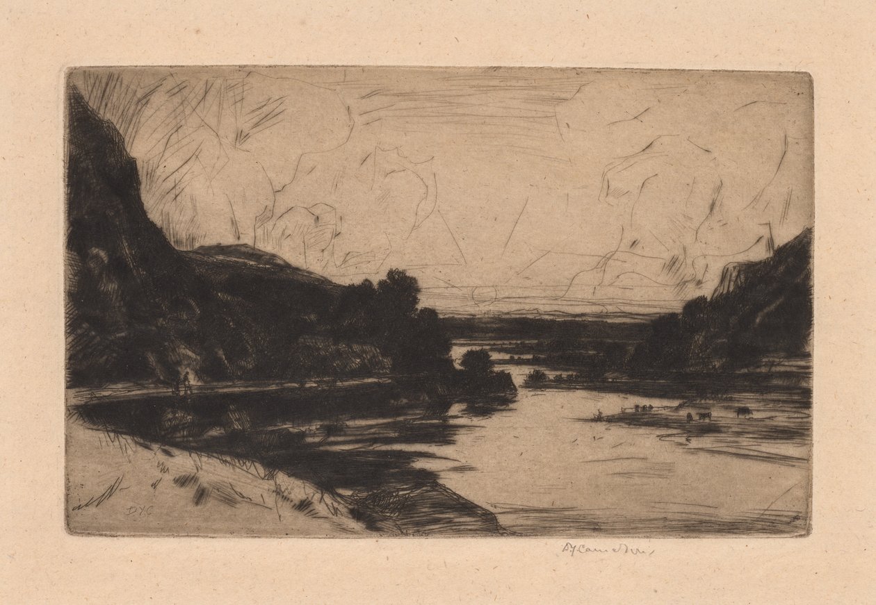 Aan de Ourtha, 1907 door David Young Cameron