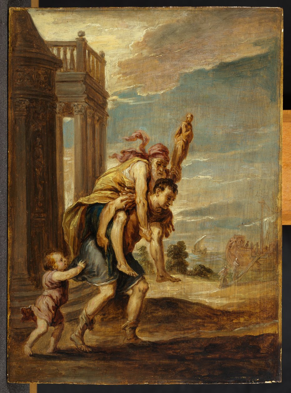 Aeneas vlucht uit Troje door David Teniers the Younger