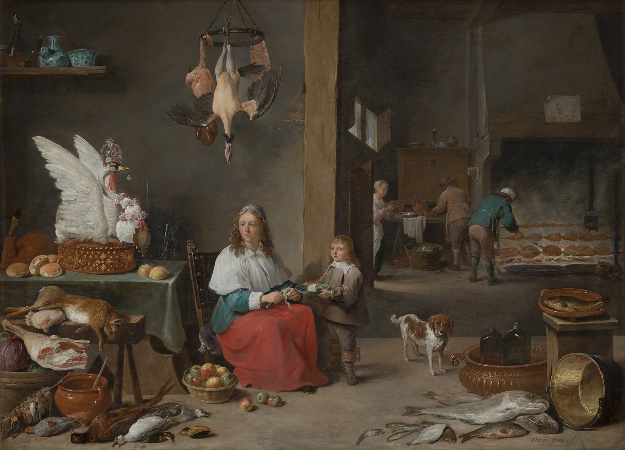 Keukeninterieur, 1644 door David Teniers the Younger