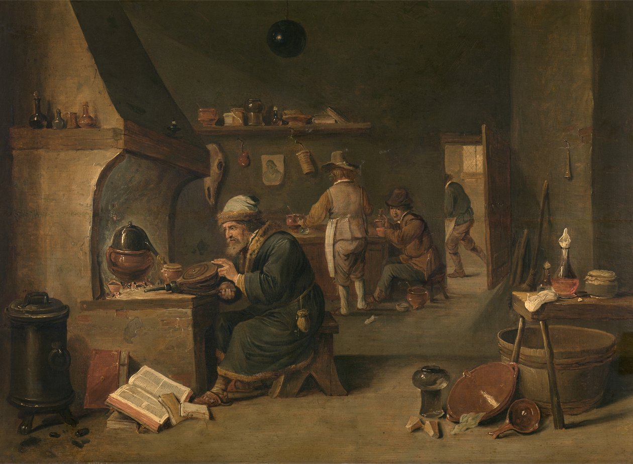 De Alchemist door David the Younger Teniers