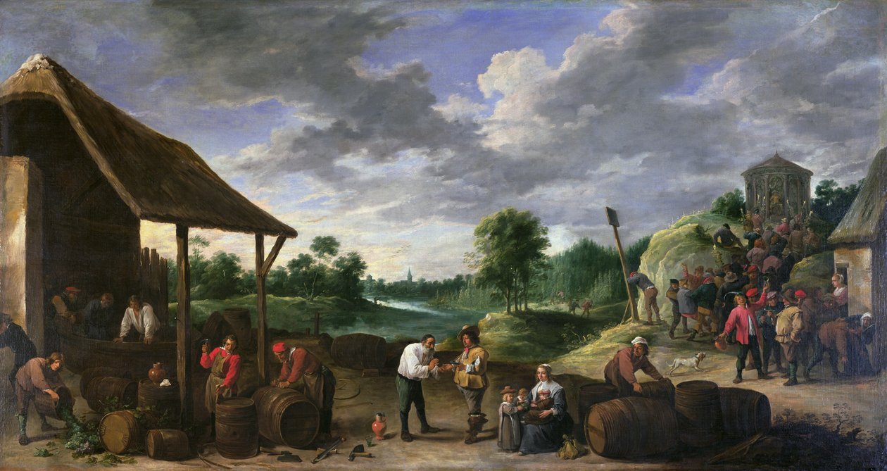 De wijnoogst door David Teniers the Younger