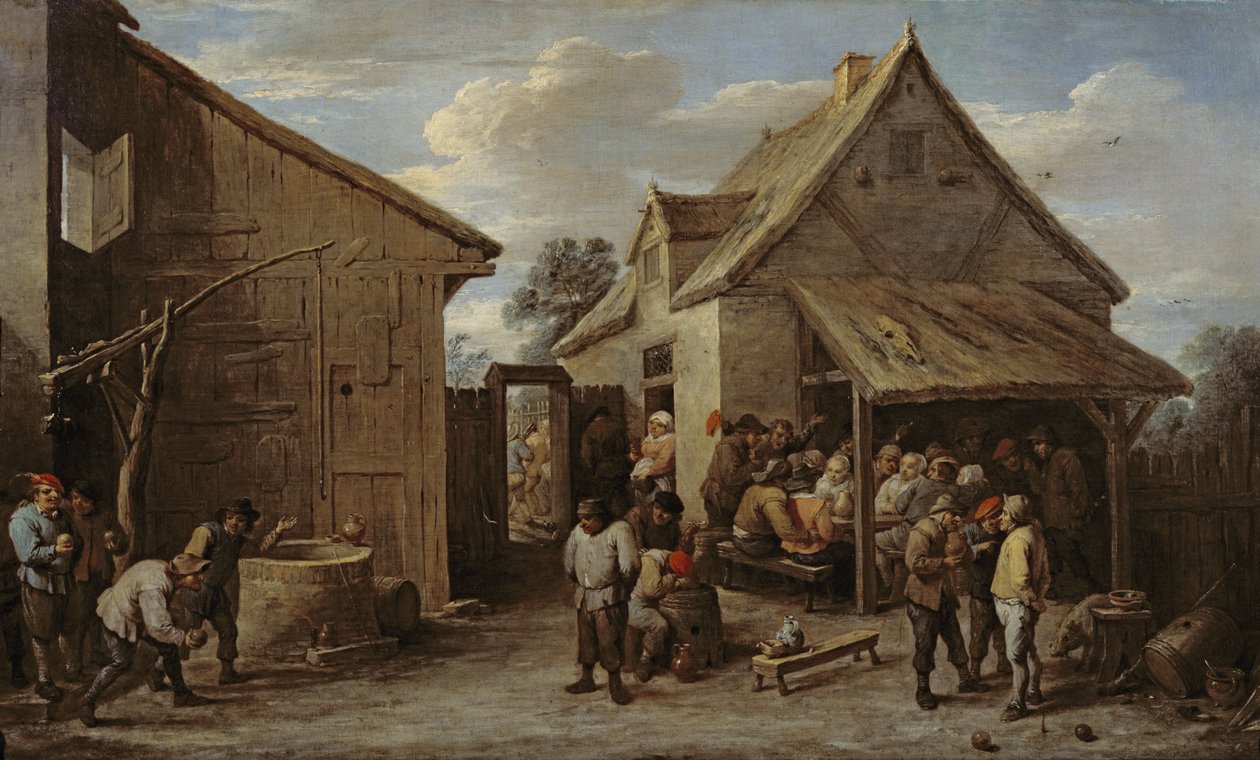 De binnenplaats van een herberg door David Teniers the Younger