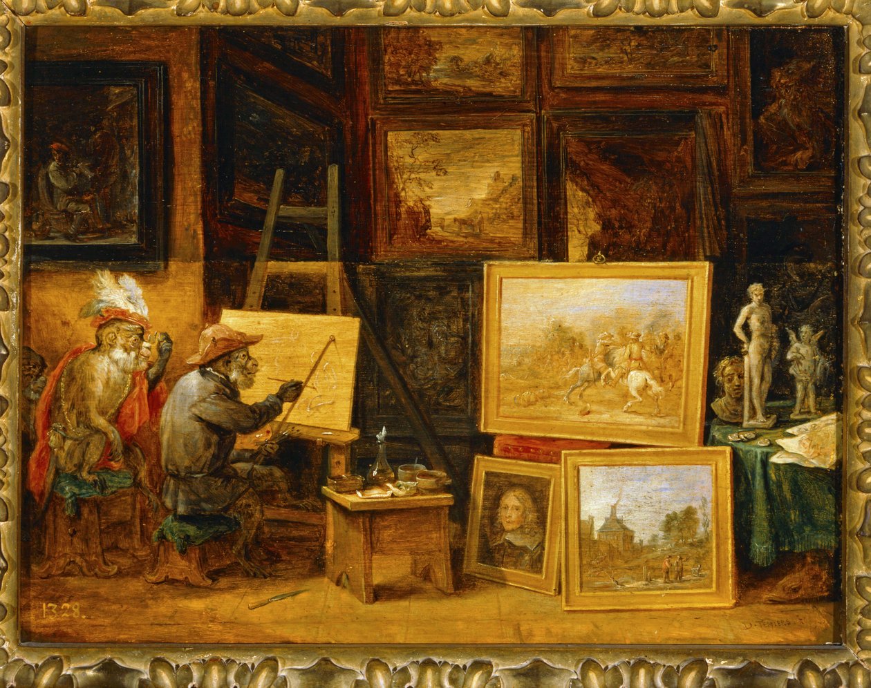 De aap schilder ... door David the Younger Teniers
