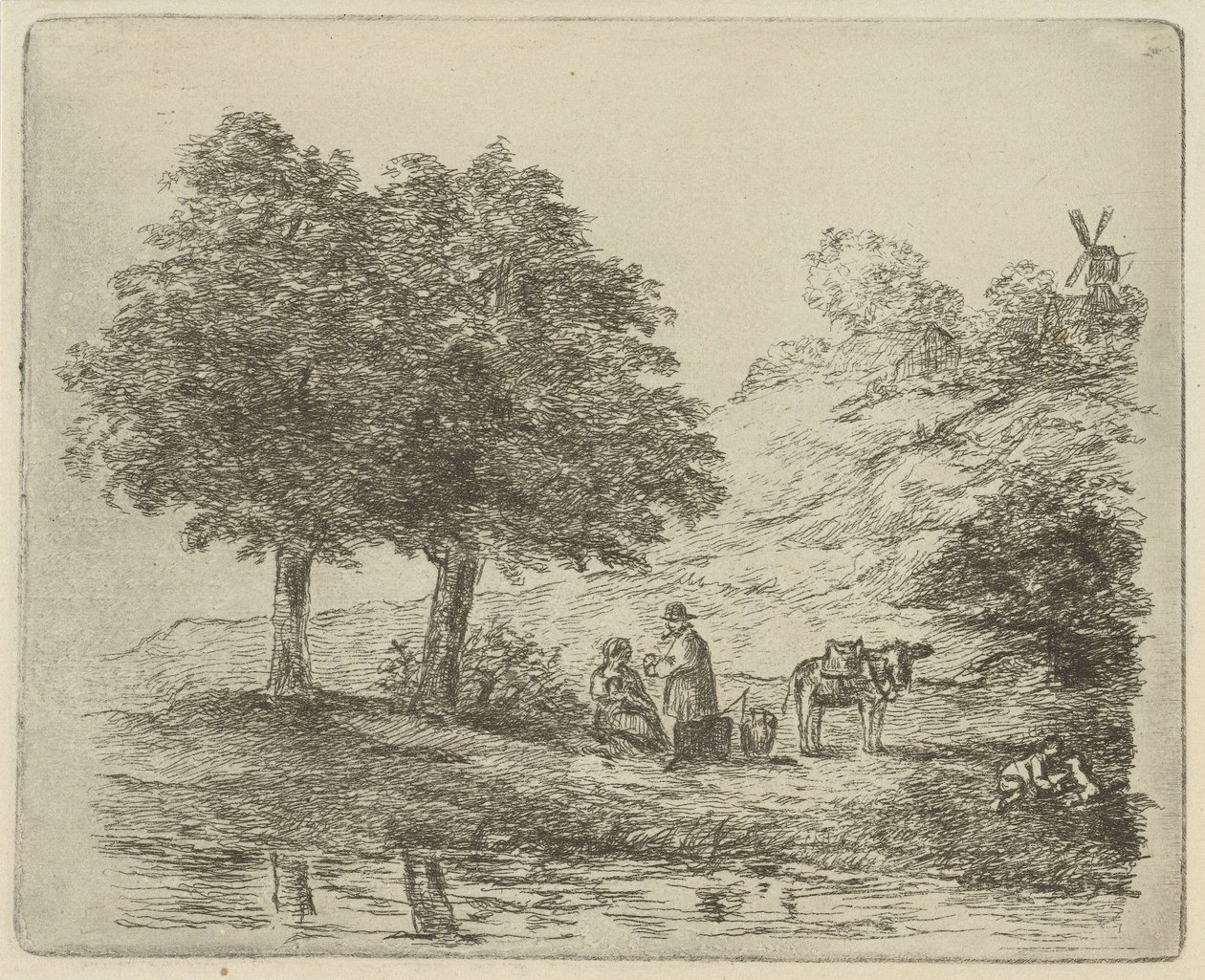 Landschap met familie door David van der Kellen