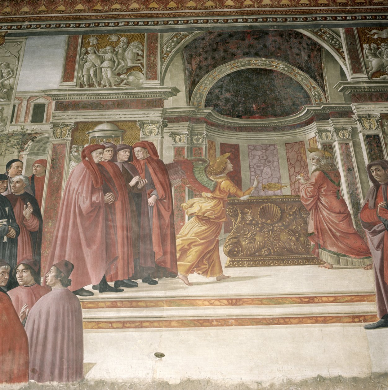 De engel verschijnt aan St. Zacharias in de tempel, 1485-90 door Domenico Ghirlandaio