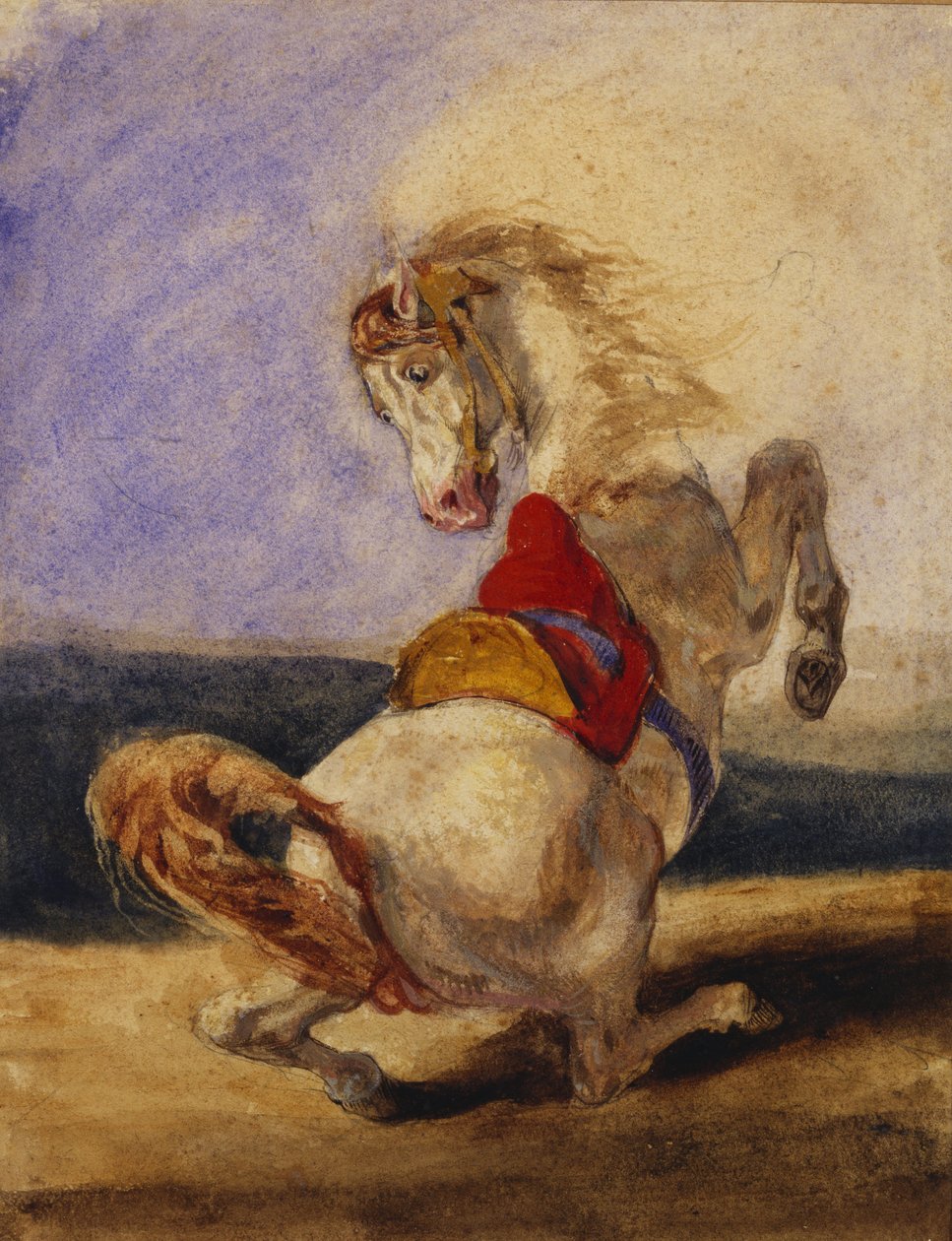 Steigerend paard door Delacroix