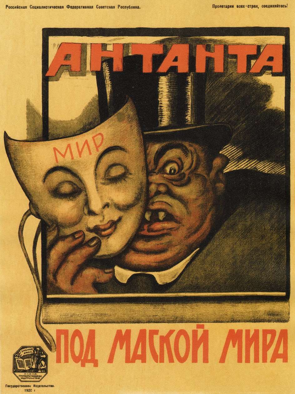 Entente onder het masker van vrede Poster, 1920 door Deni
