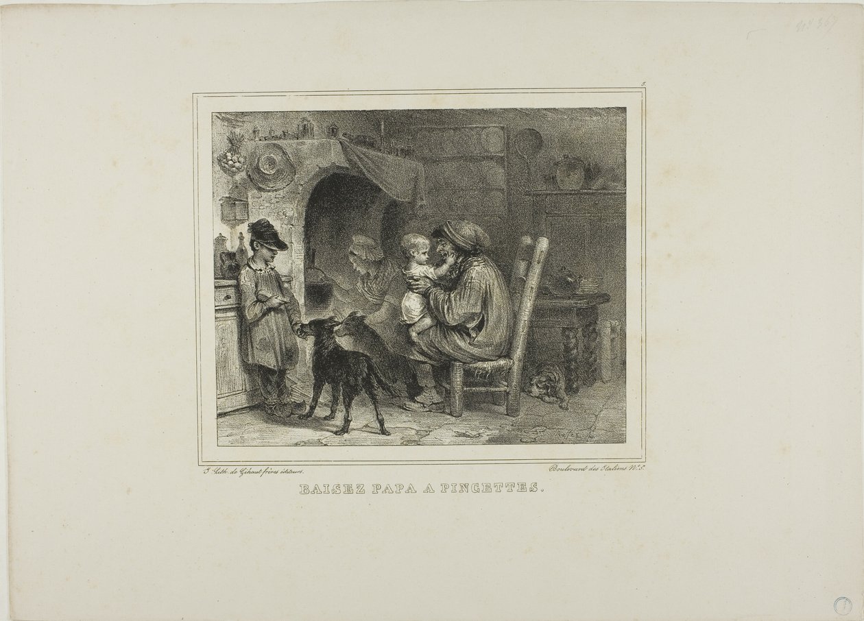 Kus papa met kneepjes door Denis Auguste Marie Raffet