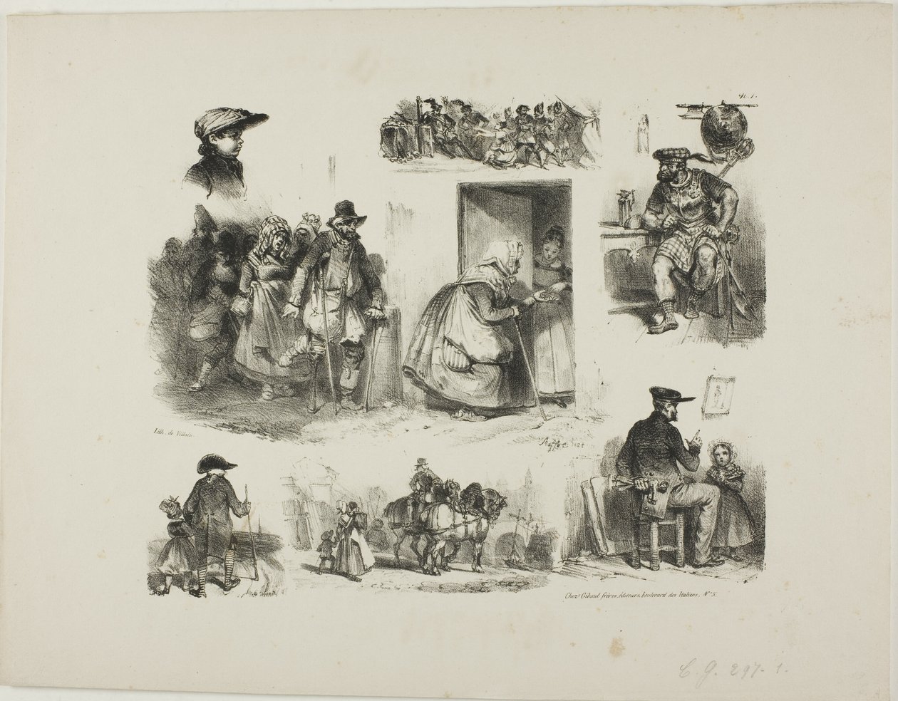 Schetsblad door Denis Auguste Marie Raffet