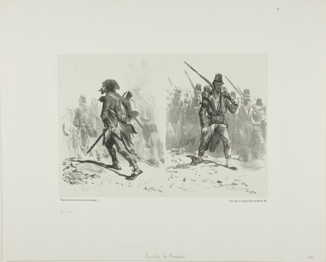 Schetsblad door Denis Auguste Marie Raffet