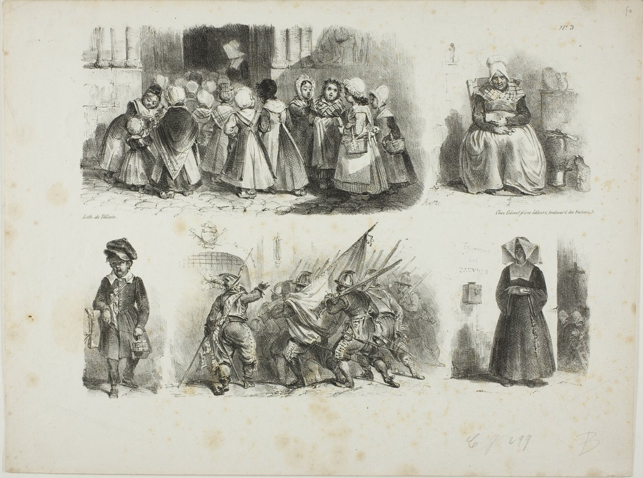 Schetsblad door Denis Auguste Marie Raffet