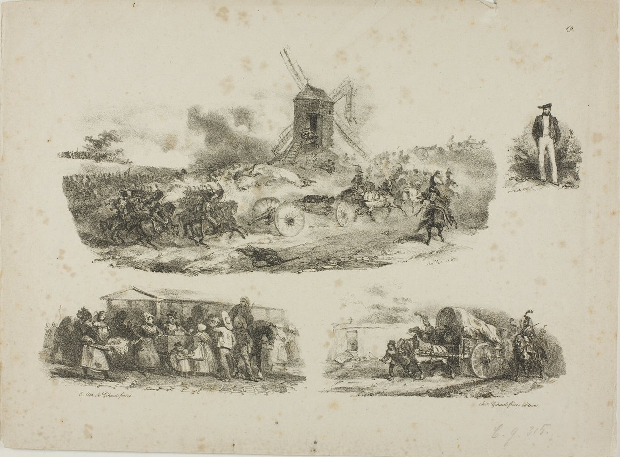 Schetsblad door Denis Auguste Marie Raffet
