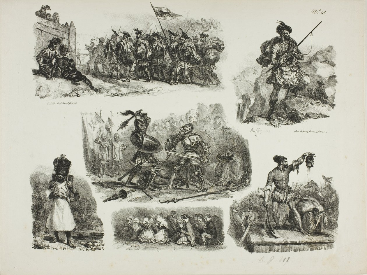 Schetsblad door Denis Auguste Marie Raffet