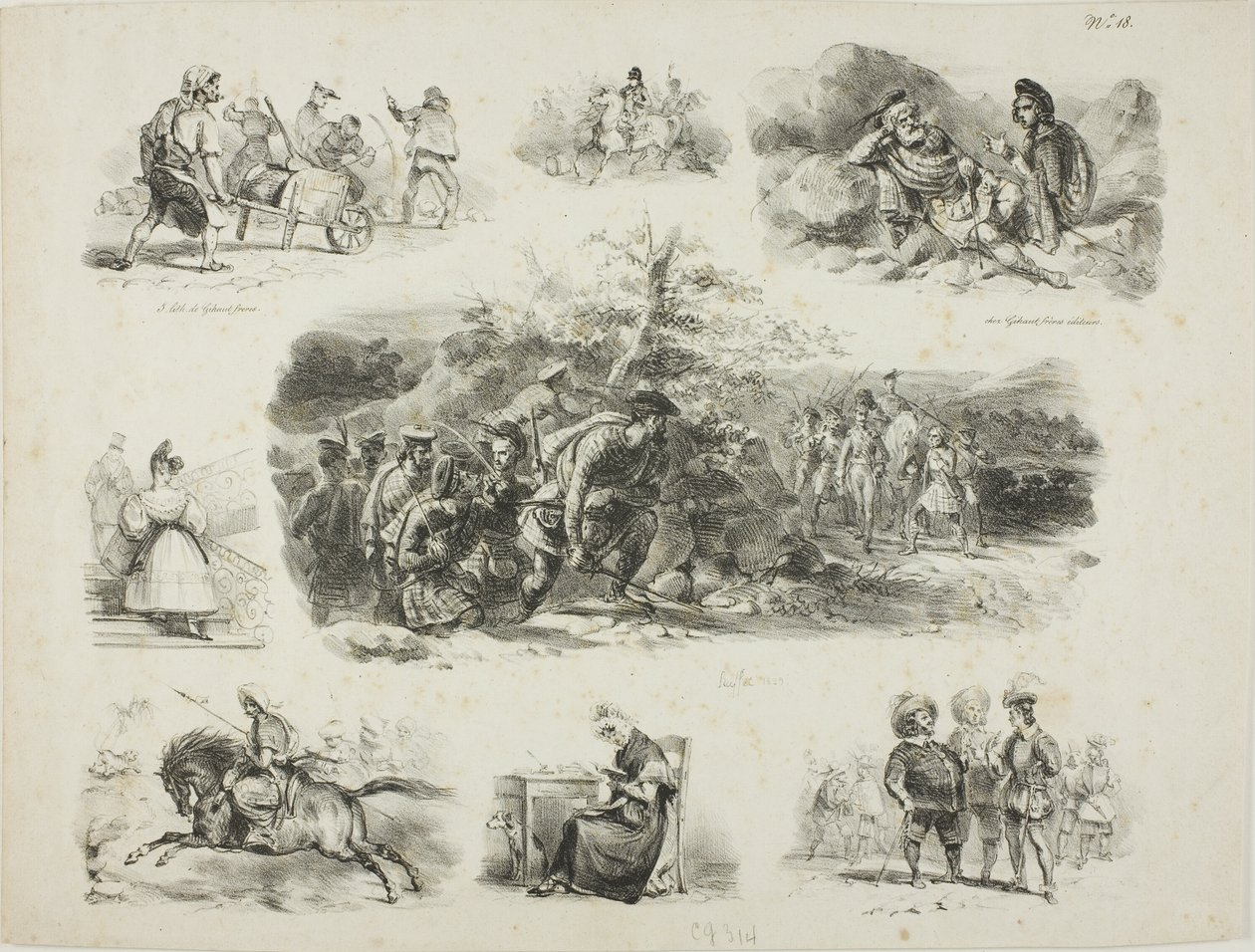 Schetsblad door Denis Auguste Marie Raffet