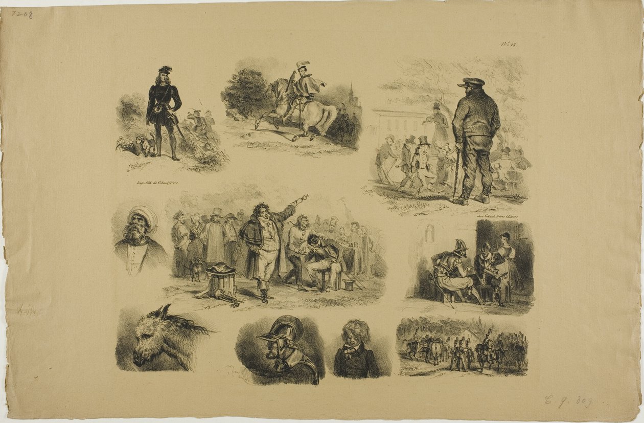 Schetsblad door Denis Auguste Marie Raffet