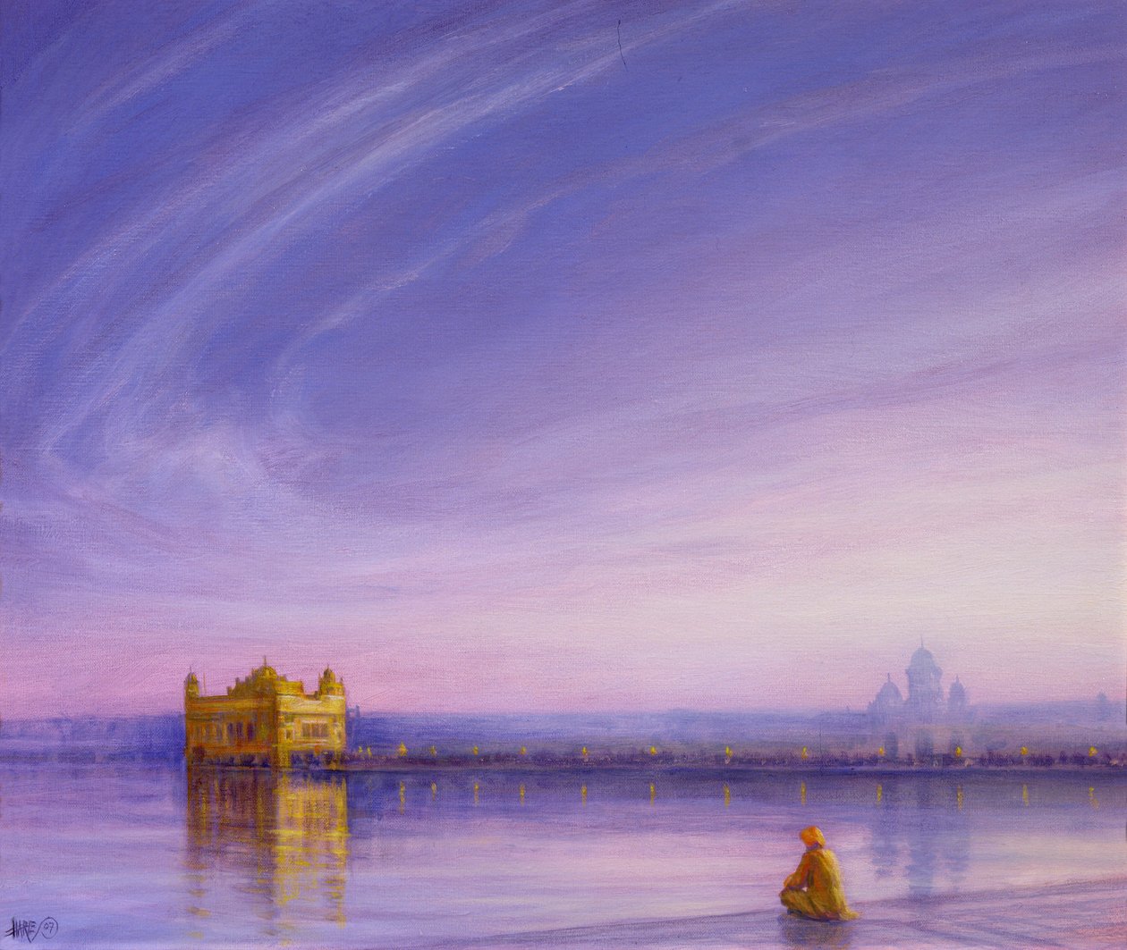 Avond bij de Gouden Tempel, Amritsar door Derek Hare