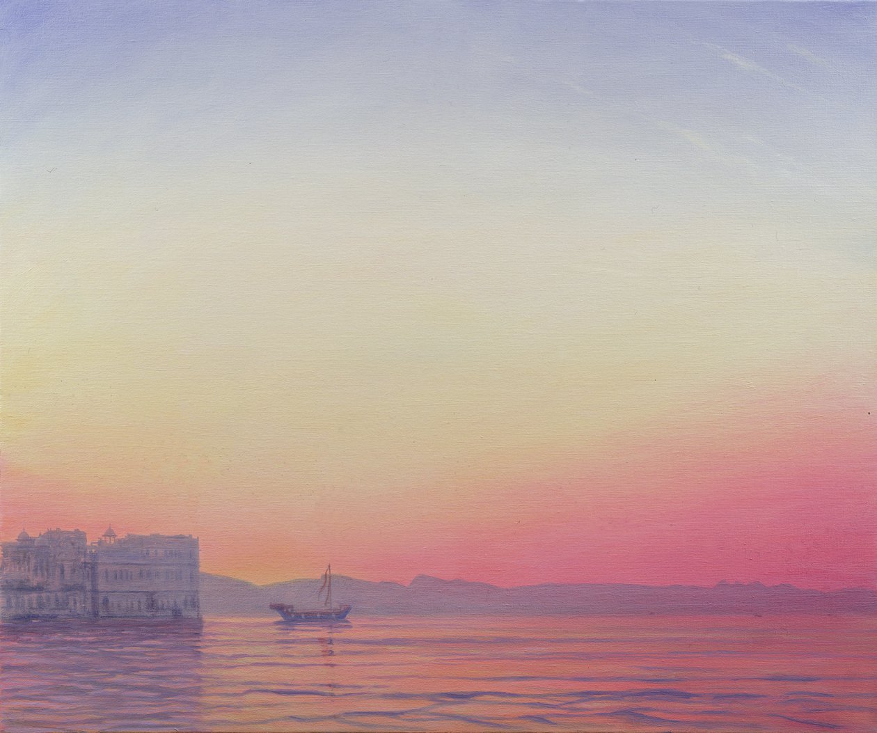 Zonsondergang bij Lake Palace, Udaipur door Derek Hare