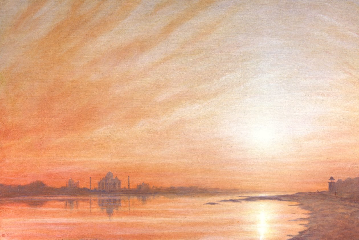 Taj Mahal bij zonsondergang door Derek Hare