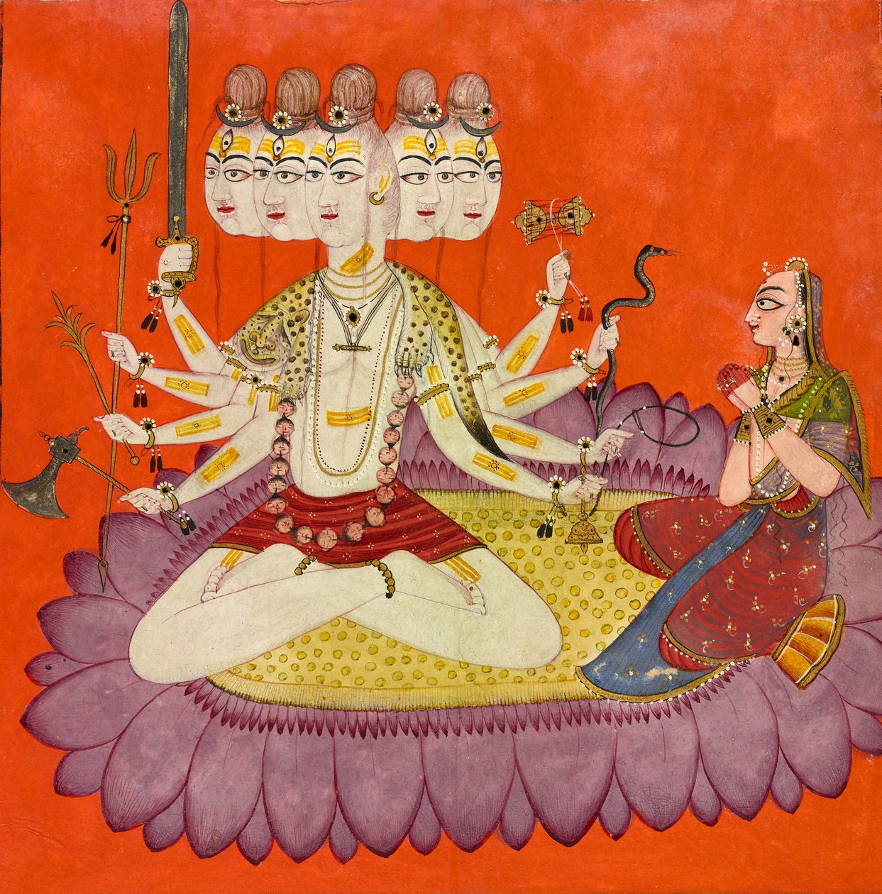 Sadashiva aanbeden door Parvati door Devidasa