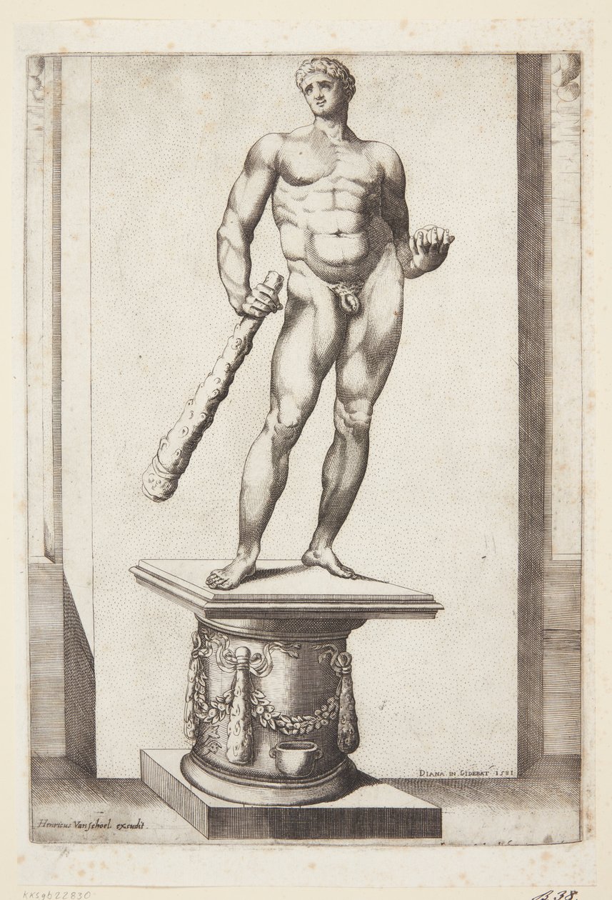 Hercules met de gouden appels van de Hesperiden door Diana Scultori