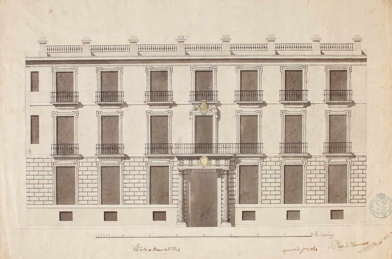 Fachada de la Real Academia de Bellas Artes de San Fernando door Diego de Villanueva